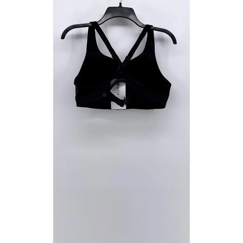 ATHLETA Women's Black Advance Zip Front Active Bra SZ 38B